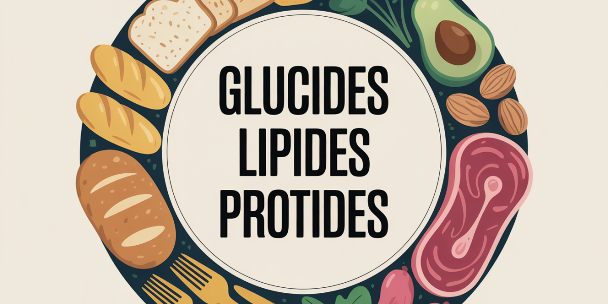 Illustration assiette équilibrée glucides lipides protides