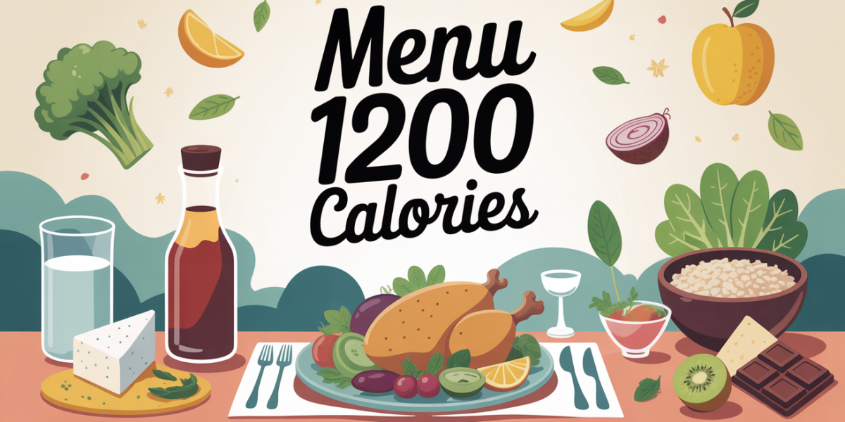 menu 1200 calories visuel assiette équilibrée aliments sains