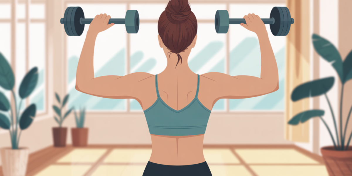 Femme fait du curl biceps chez elle musculation bras femme