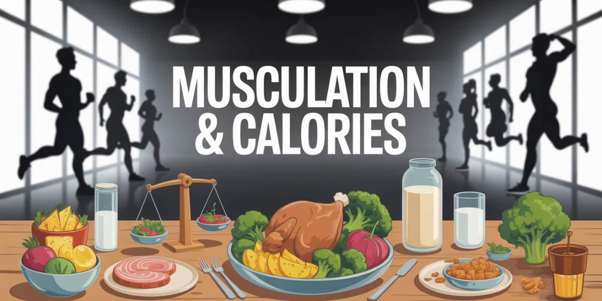 Musculation et calories, aliments et portions sur table