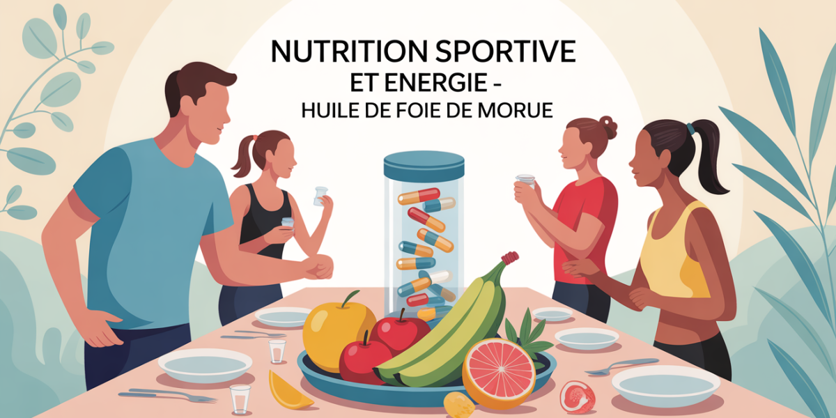Huile de foie de morue avec famille active, énergie et nutrition