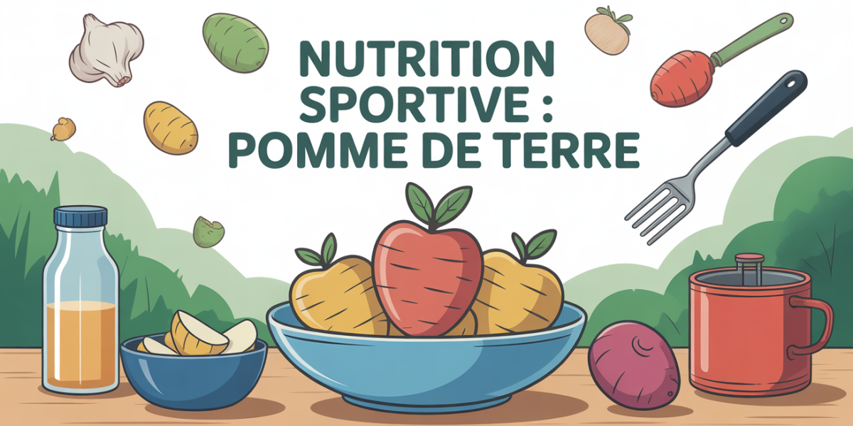 illustration table sportive avec pommes de terre et ustensiles