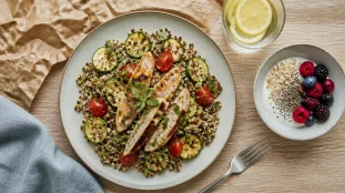 Recette pour maigrir le ventre : assiette fibres et protéines