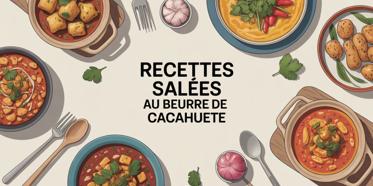 Plats salés variés au beurre de cacahuète sur table conviviale