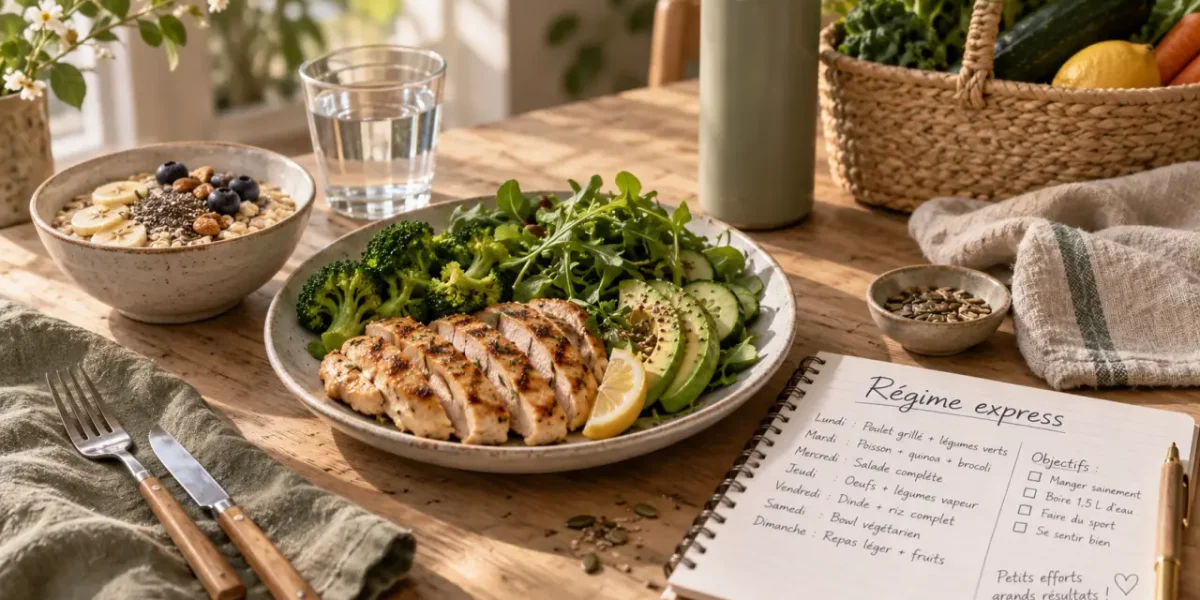 Regime rapide et efficace : repas équilibré, eau et planning