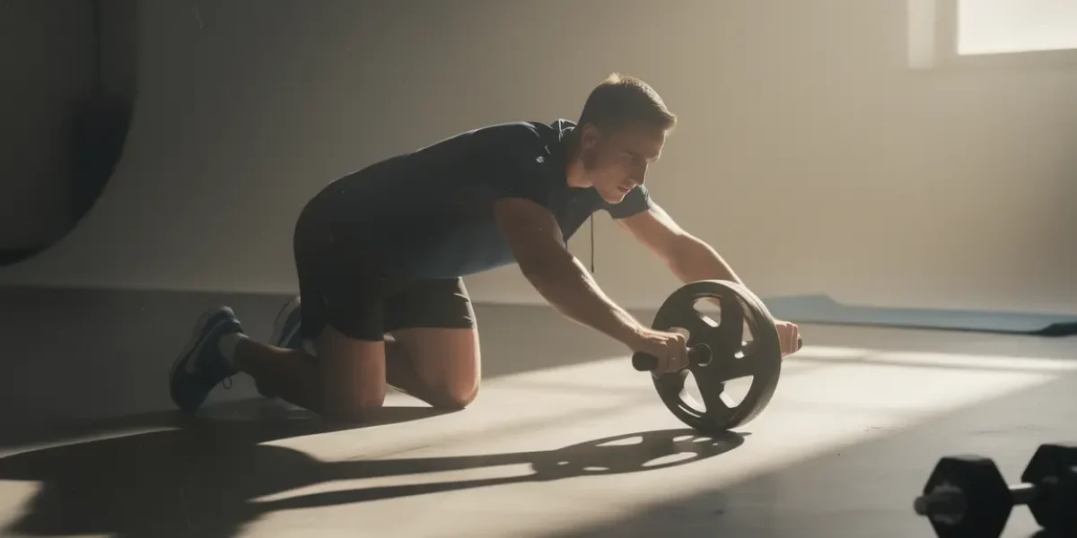 sportif utilisant roue abdominale renforcement musculaire