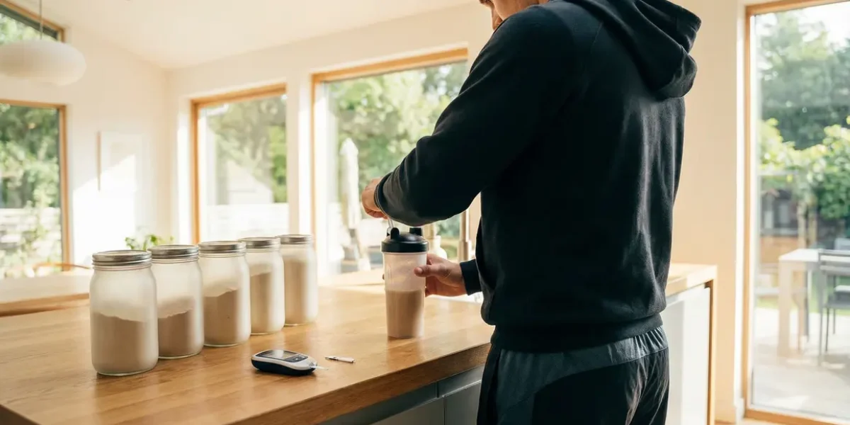 silhouette prépare whey et lecteur glycémie