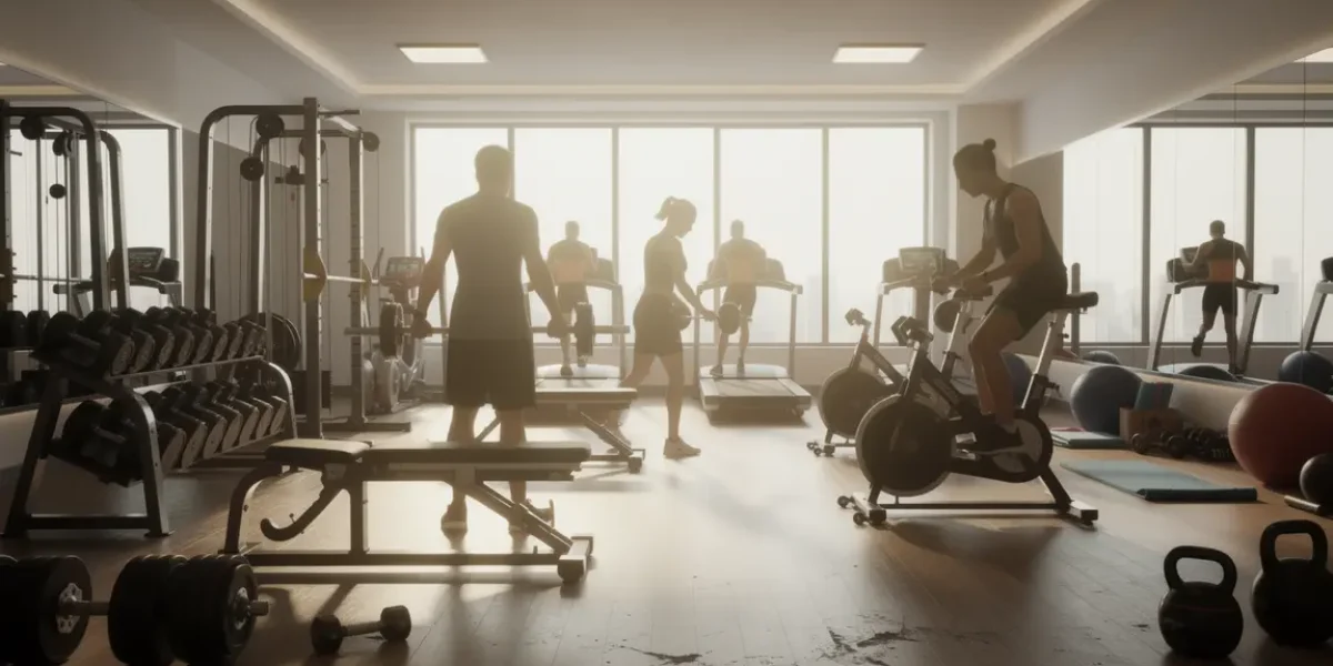 Salle de sport moderne ambiance motivation effort collectif