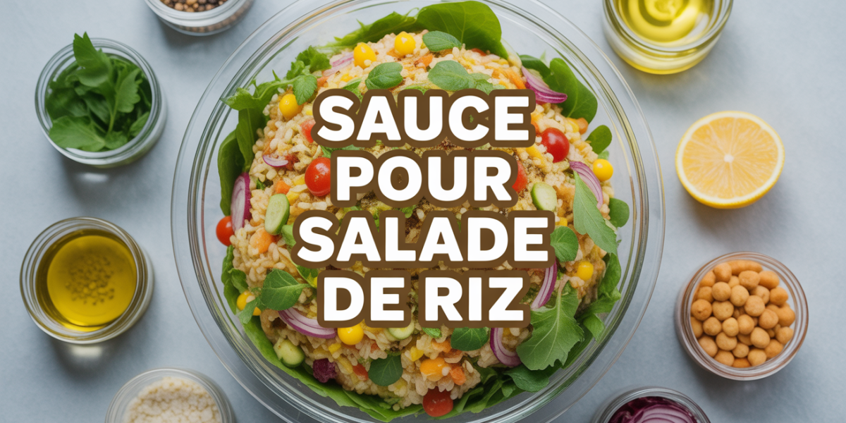 salade riz colorée sauce ingrédients vue dessus