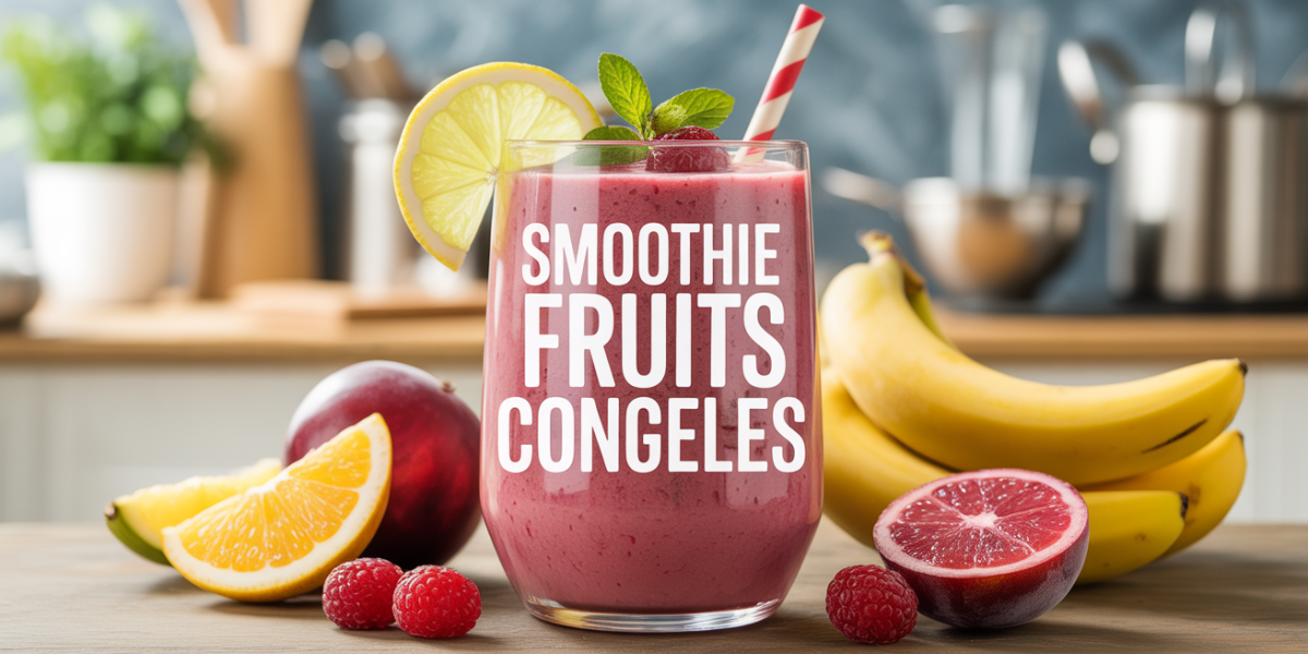 Smoothie fruits congelés onctueux dans grand verre