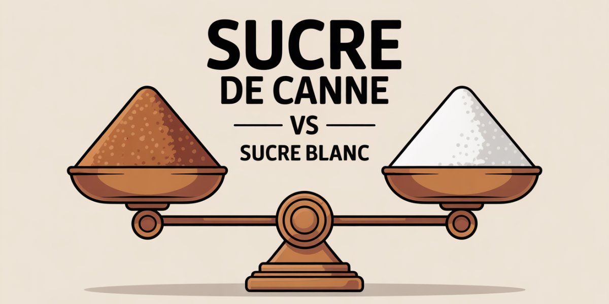 Balance avec sucre de canne et sucre blanc comparatif
